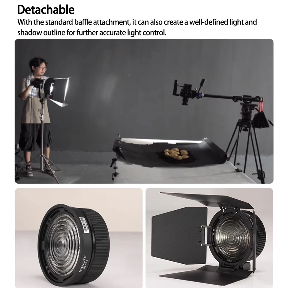 Nan Lite FL-11 Fresnel-lens FM-houder Fotografie Lichtaccessoires 10 ° -45 °   Focus- en schijnwerperaanpassing
