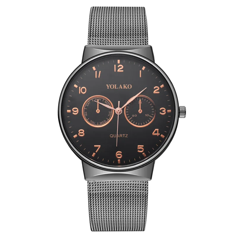 Fashion two eyed men's watch Milan with quartz mesh strap men's watch