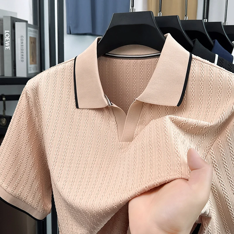 เสื้อโปโลแขนสั้นคุณภาพสูงสำหรั - Men'S Fashion V Neck T Shirts บทวิจารณ์และราคา