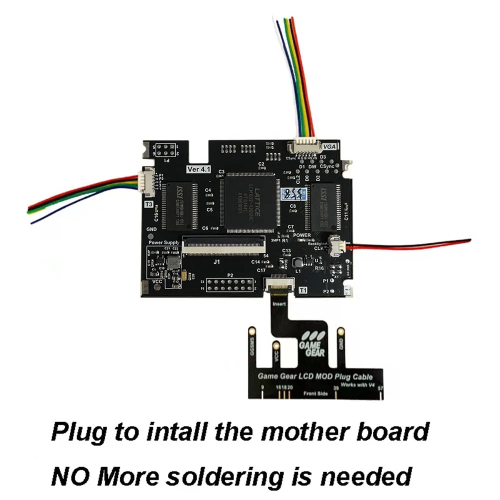 New GG V4.1 OGS Screen Mod Kits with Plus Soldering Cable For GG SEGA Game Gear V4.1 IPS Pre Laminated LCD Screen Backlight Kits