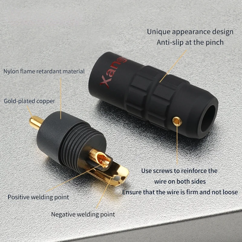 Conector RCA de cobre de alta gama, adaptador de Audio HiFi chapado en oro, conector tipo soldadura en forma de loto