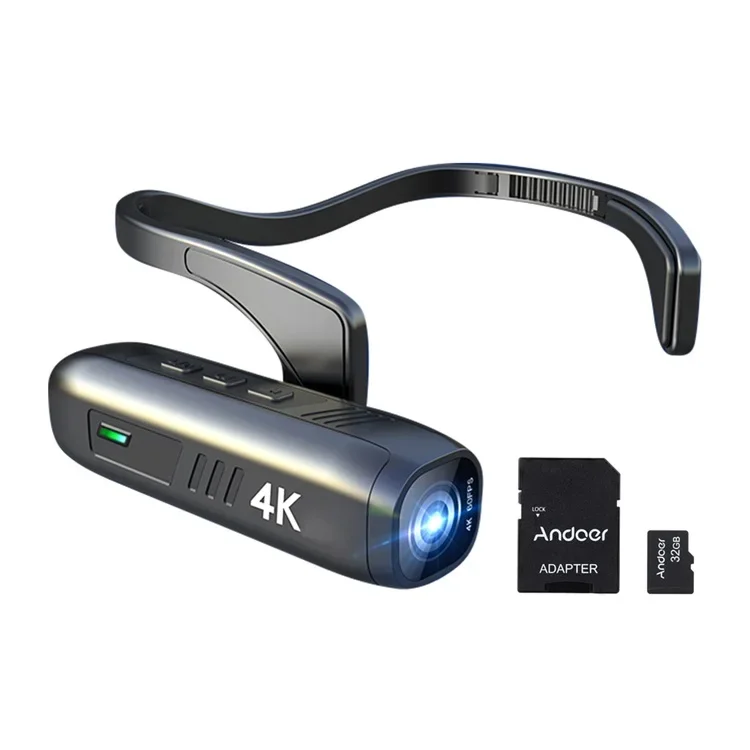 

4K 30FPS Head Mounted Camera Wearable WiFi Video Camera Camcorder Webcam 32GB Memory Card