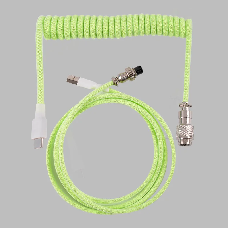 Multicolour Detachable Mechanical Keyboard Cable Navigation  Data Cable Aviation Plug Spring Cable Computer Keyboard Cable