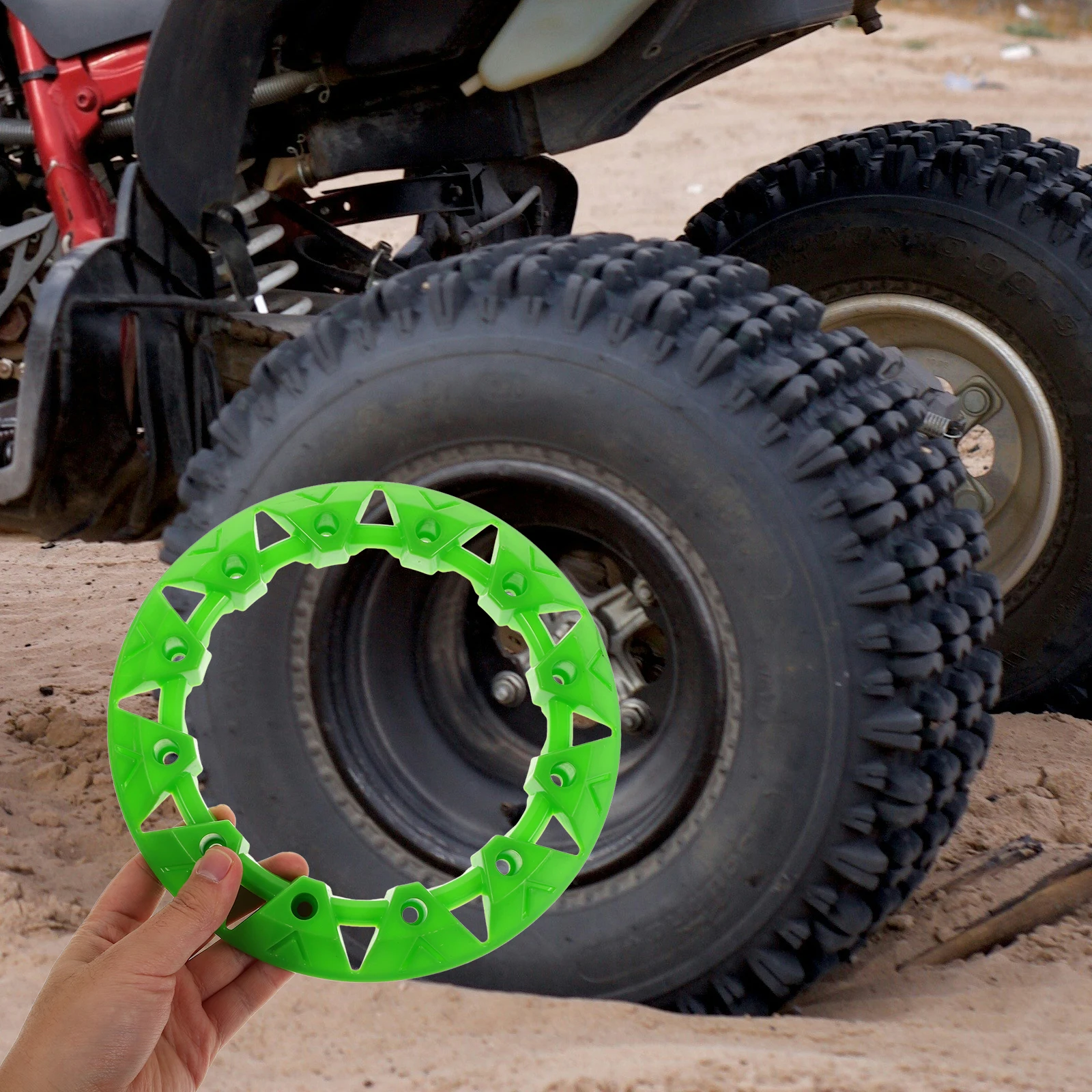 

Four accessories 8 inch tire wheel rim protector for ATV car frame decoration trim cover green