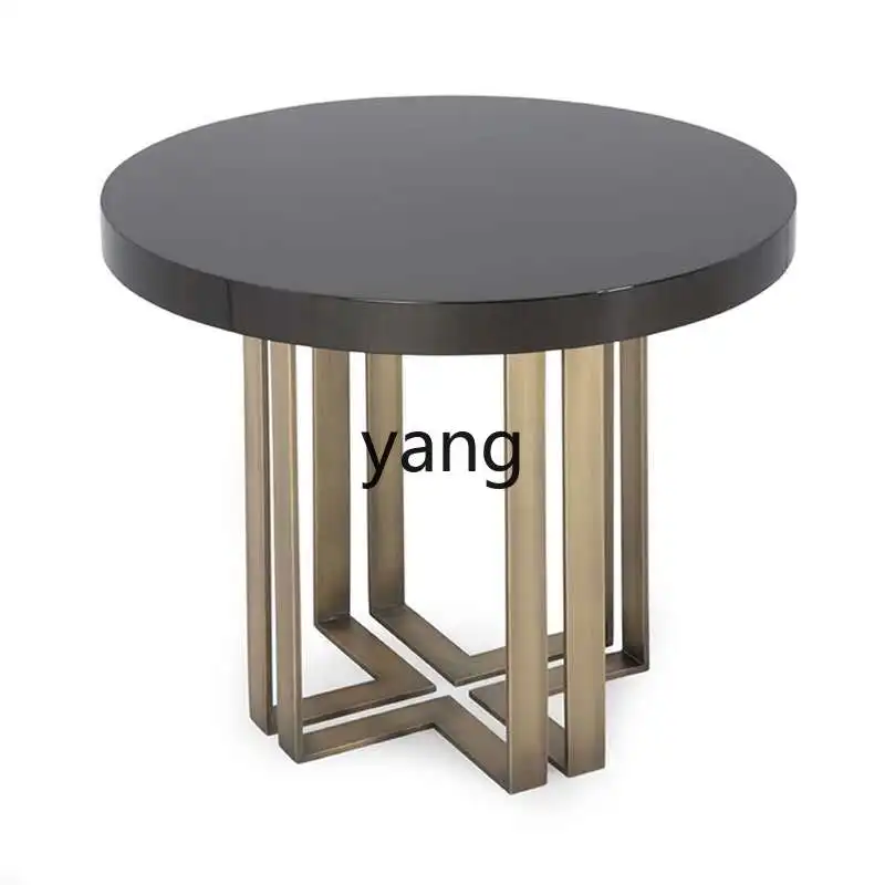 Yjq Light Luxury Stainless Steel round Coffee Table Modern Simple Small Apartment Sales Department Villa Club Furniture