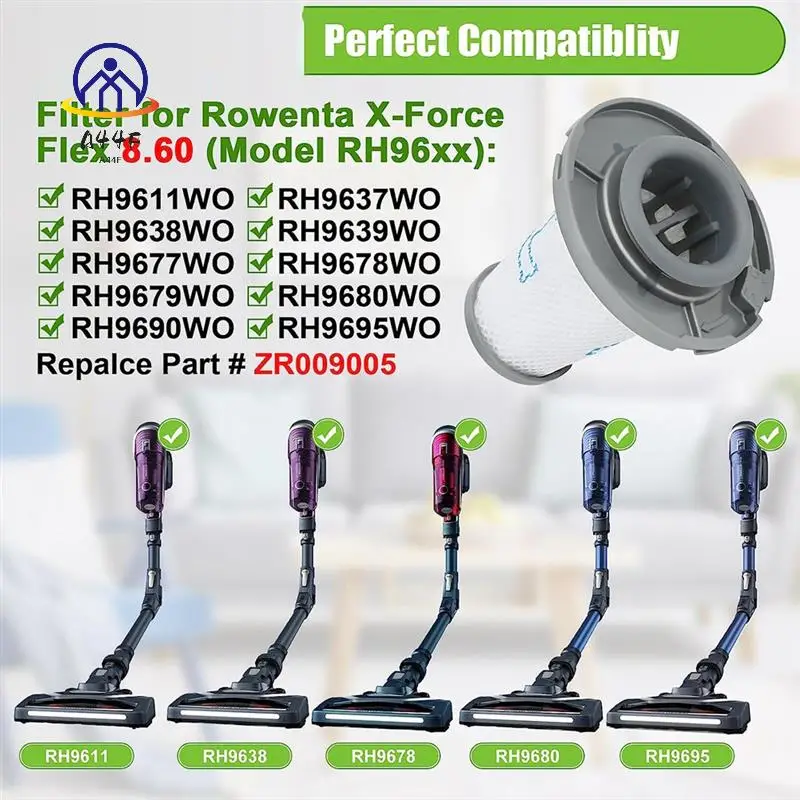 A44F-ZR 009006   مرشح لروينتا X-Force Flex 8.60 RH96XX & X-PERT 6.60 RH68XX أجزاء المكنسة الكهربائية الملحقات تصفية