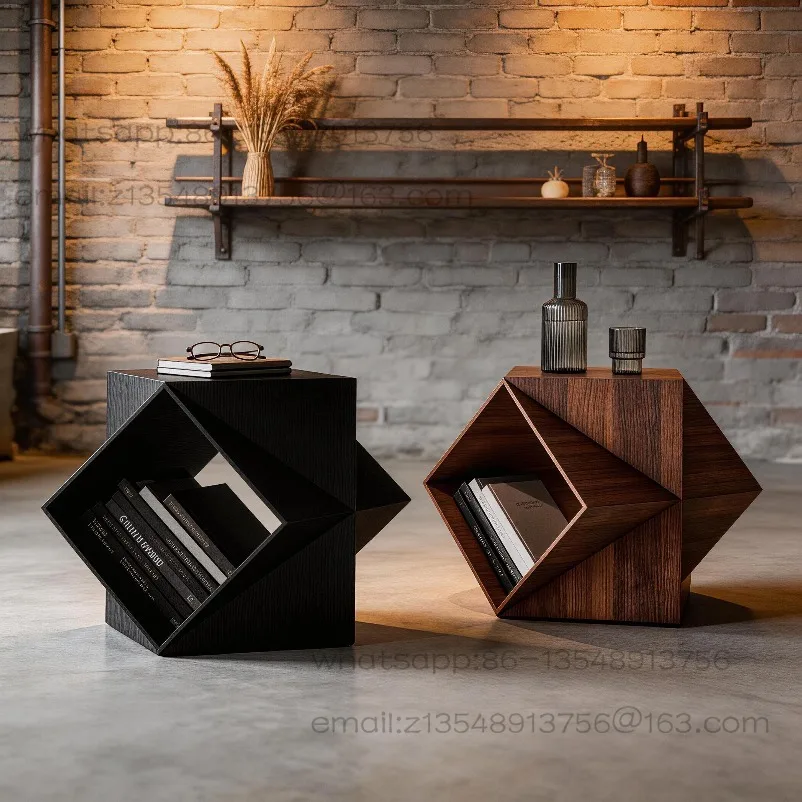 Polyhedron geometric modeling edge few solid wood creative art designer sofa corner few solid wood small coffee table