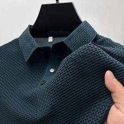 Verão nova camiseta masculina de manga curta legal e respirável camisa polo negócios casual suor-absorvente topo