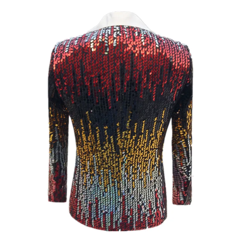 (Jacket + pant ) Fashion Singer Host Stage Performance Sequins Suits 2026 New Men Bar KTV Wedding Luxury Splice Dress Set