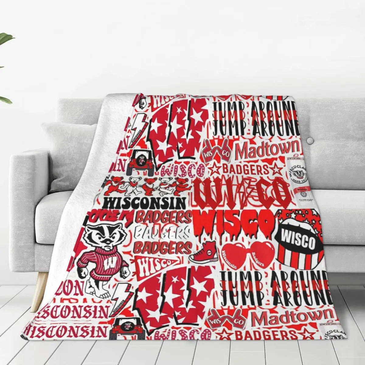 

University Of Wisconsin Blanket Fleece Warm Sofa Throw Blankets For Home Bedroom Office Throws Bedspread Quilt