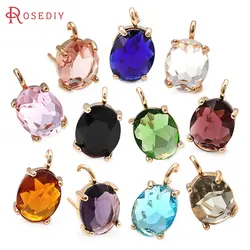 10PCS 18K Gold Color Brass and Glass Oval Stud Earrings Pins Earrings Women's Earrings Diy Accessories Rosediy official-website