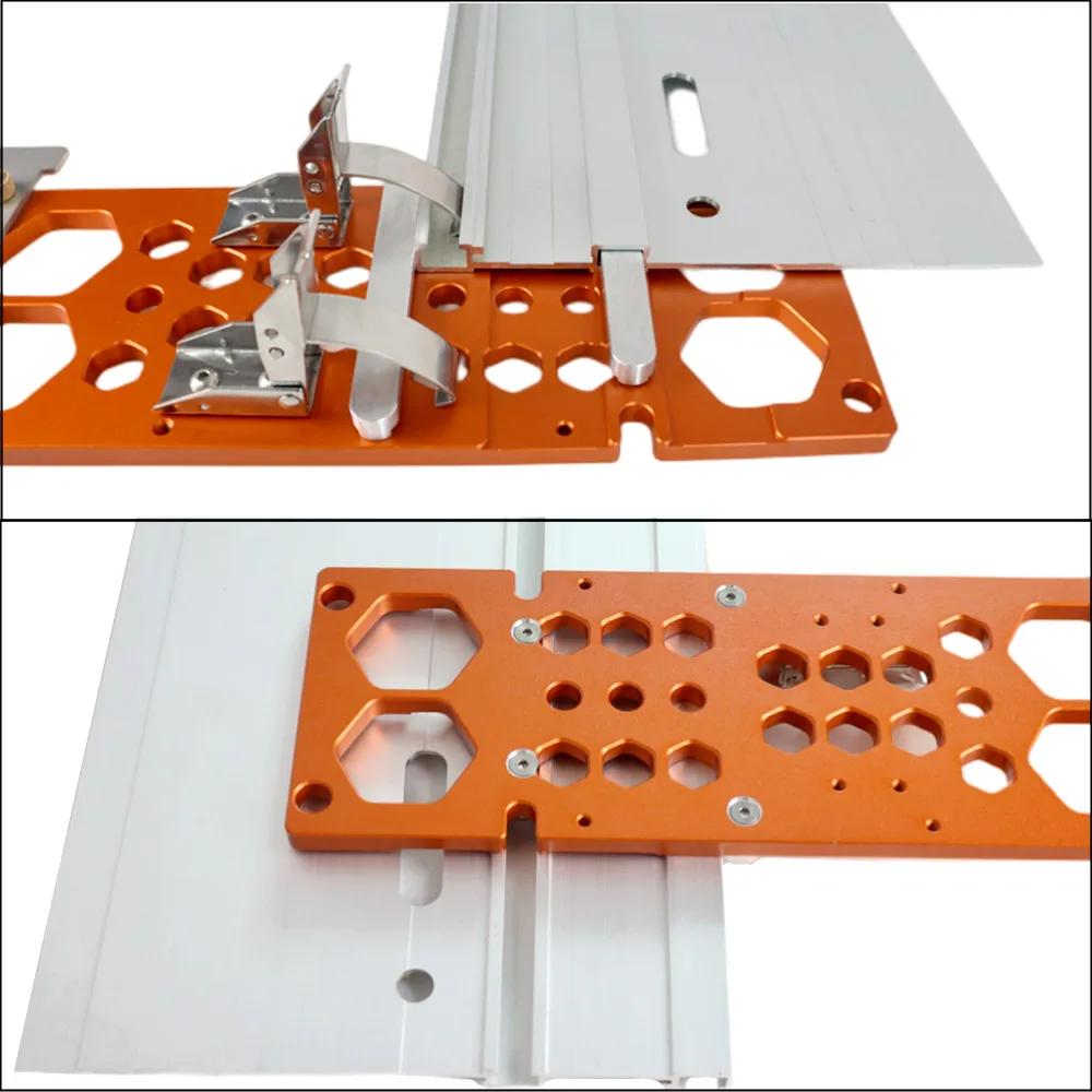 Piła gąsienicowa ze stopu aluminium kwadratowa pozycjonująca zacisk do elektryczna piła tarczowa szyny prowadzącej, płyta zatrzymująca kąt 90 stopni