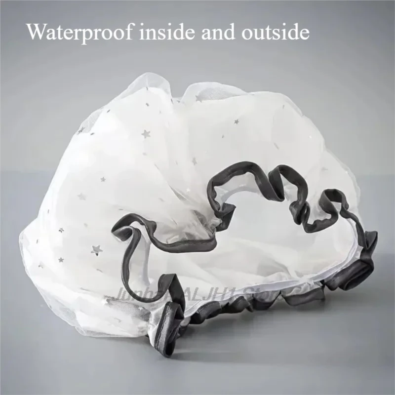 Waterproof Double-Layer Shower Cap Starry Sky Design Fashion Reusable Bathing Hat Kitchen Oil-proof Sanitary Hat image 3