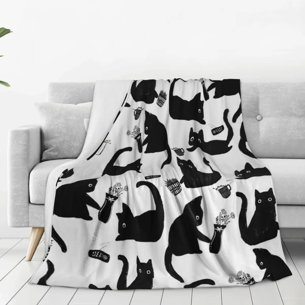 Bad Cats Knocking Stuff Ove Blanket Flannel Super Soft Throw Blankets Throw Blanket For Couch Bedding Office Throws Bedspread