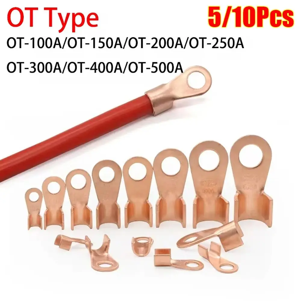 5/10Pcs OT Type OT Wire Nose Terminal Crimp Copper 10A-400A OT Cable Connector Kit 1.5-16mm2 Bolt Hole OT Lugs Ring Crimp