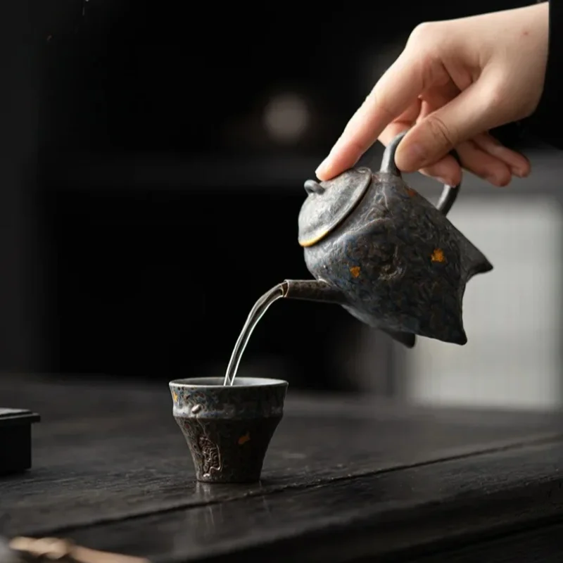 Elegant Old Rock Mud Forget Chuan Teapot Bronze Glaze Handmade Ceramic Kung Fu Tea Set Single Pot Home Office Gift