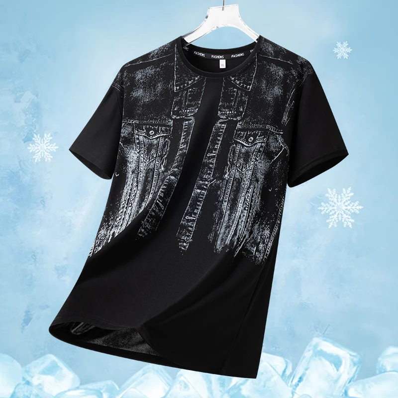 Summer Outdoor Comprehensive Training Trend Ice Silk Quick Drying T-shirt for Men Lightweight Breathable Moisture Wicking Tshirt