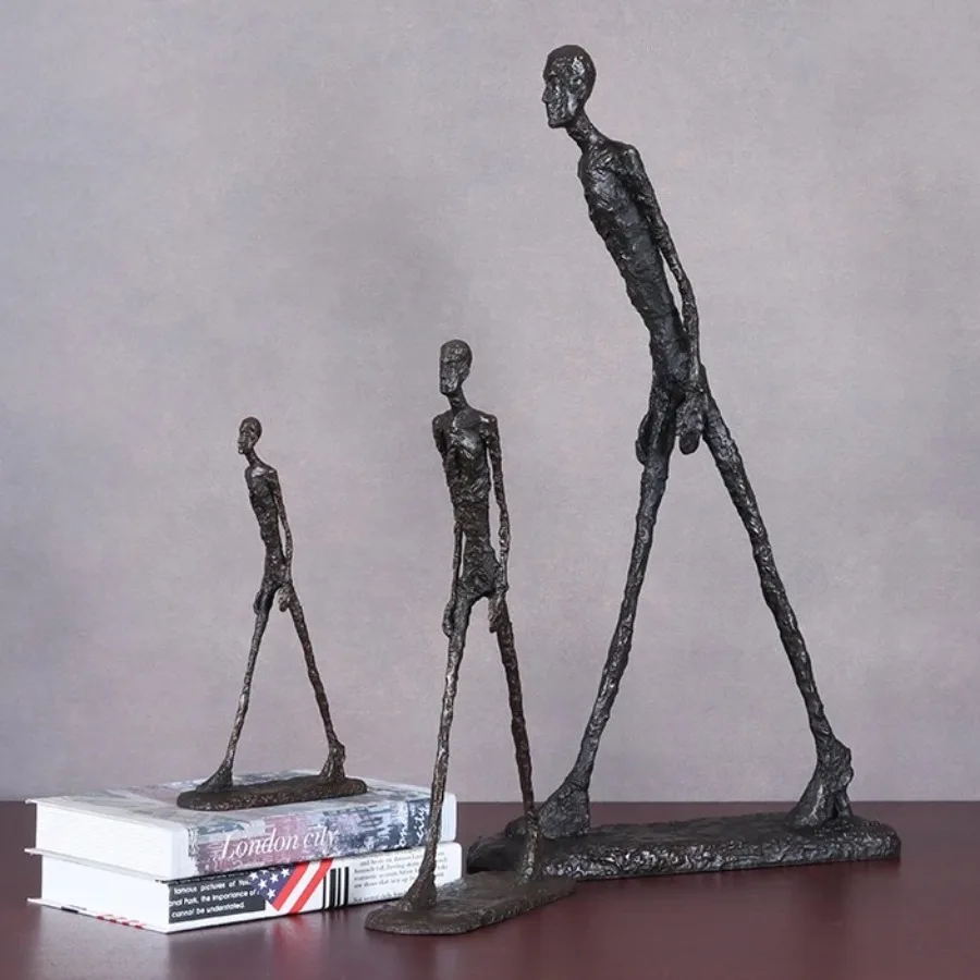 Giacometti Skulptur, Bronze, gehender Mann, Statue, Nachbildung, berühmte abstrakte Skelett-Sammlung, Kupferfigur, Kunsthandwerk, Heimdekoration
