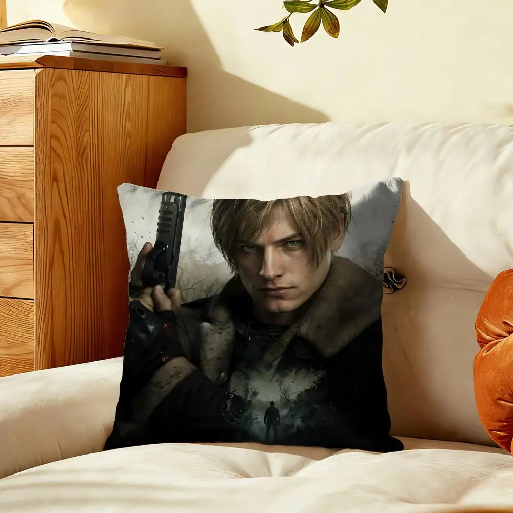 R-Resident E-Evil Leon Kennedys Cushion Cover Plush Fabric Soft Double-Sided Printed Sofa Home Decor Fine Gift Pillow Case