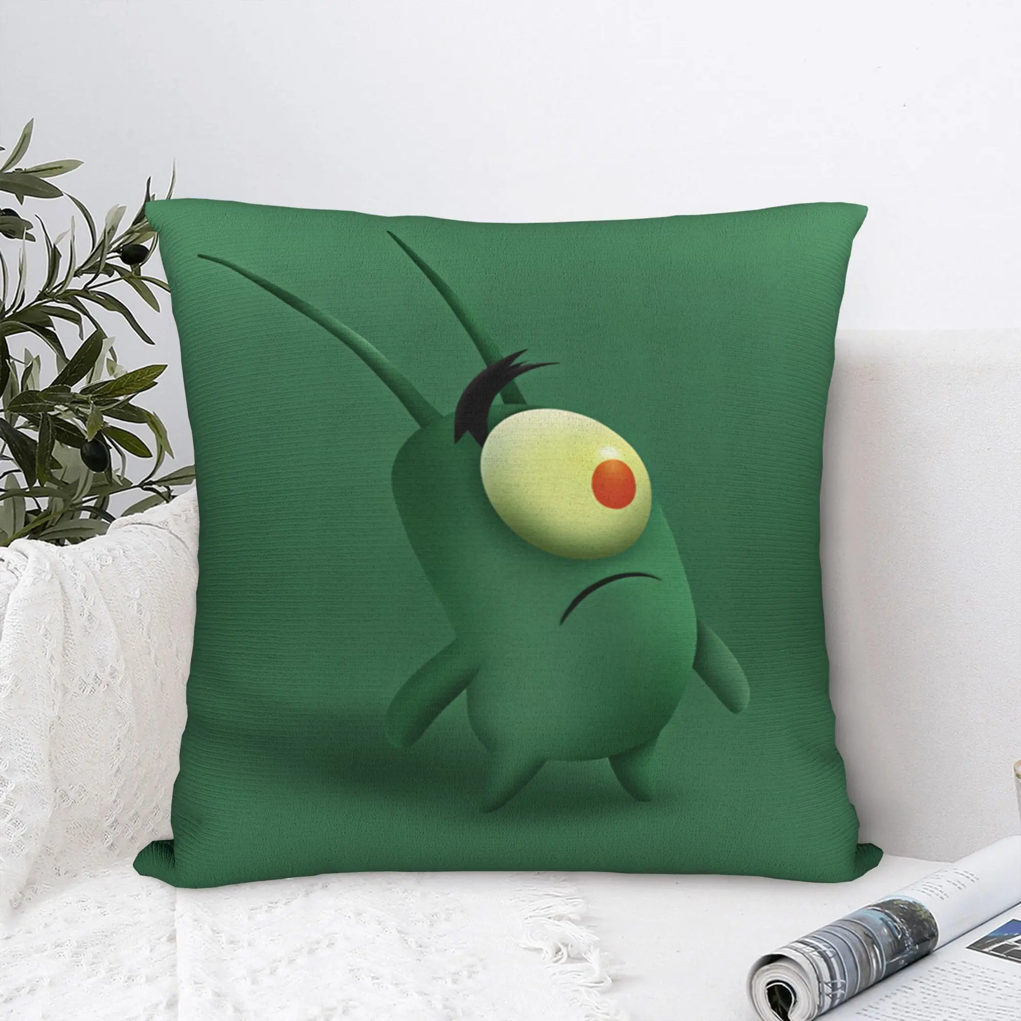SpongeBobs Plankton  Pillow Case  Custom Pillow Cover Kawaii Pillowcases For Sofa Home Decoration