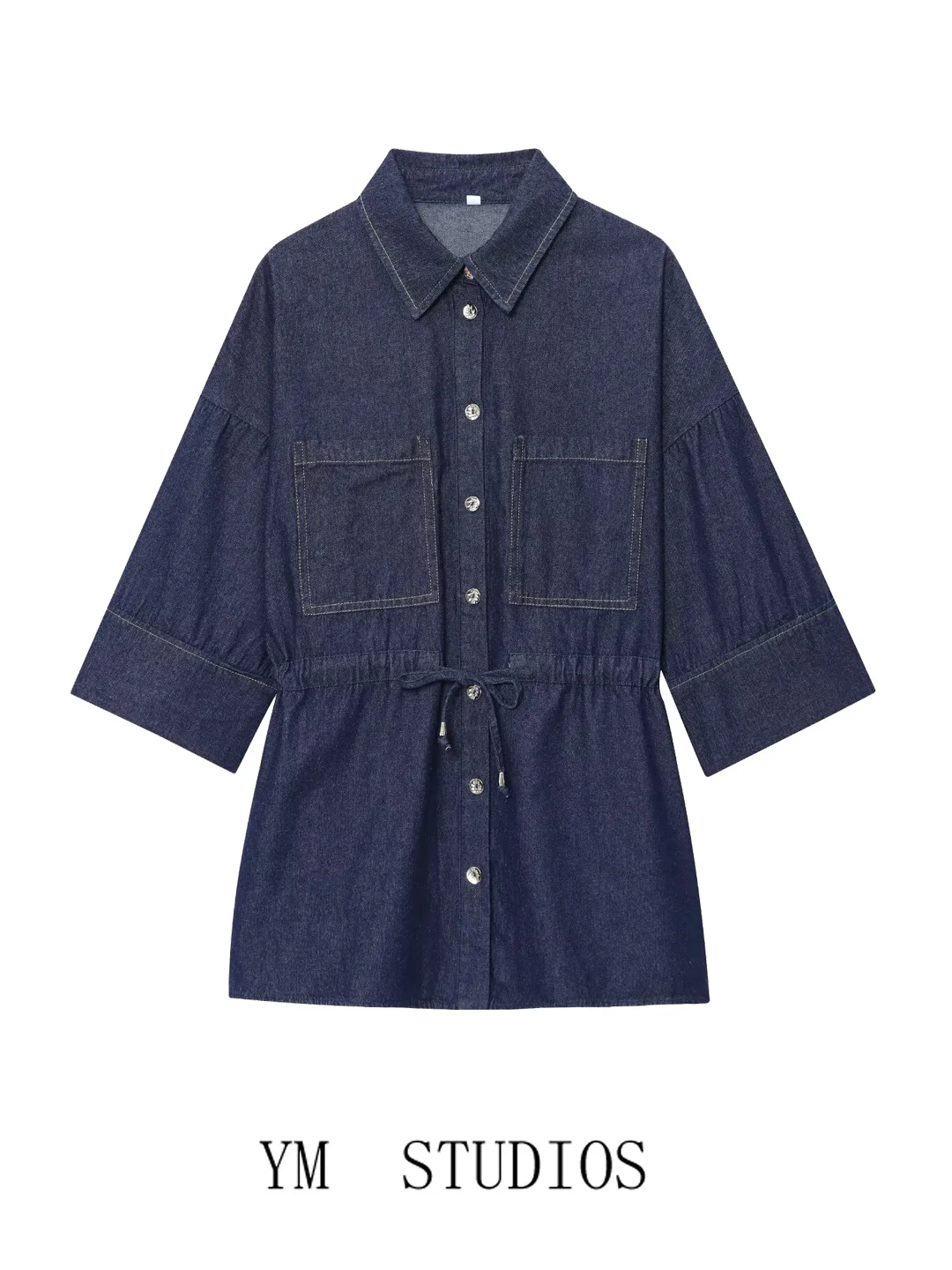 

Джинсовая одежда в американском стиле ретро с завязками на талии irt Sle Jaet, женская весенне-осенняя основа irt, повседневная свободная посадка с эффектом похудения