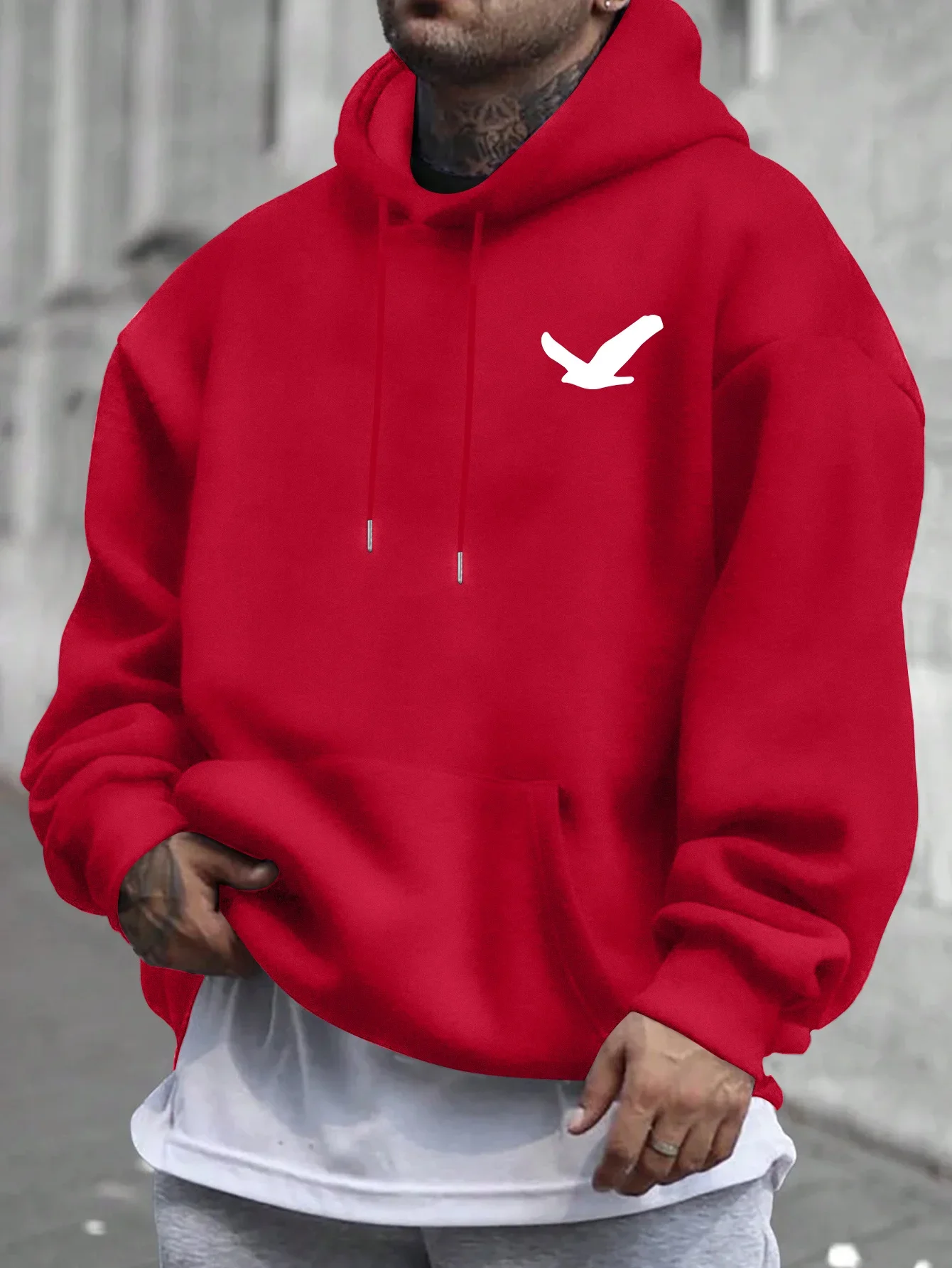 الرجال عارضة مقنعين البلوز طباعة الكنغر جيب قابل للتعديل الرباط هود آلة قابل للغسل العادية تناسب عارضة ارتداء هوديي #5