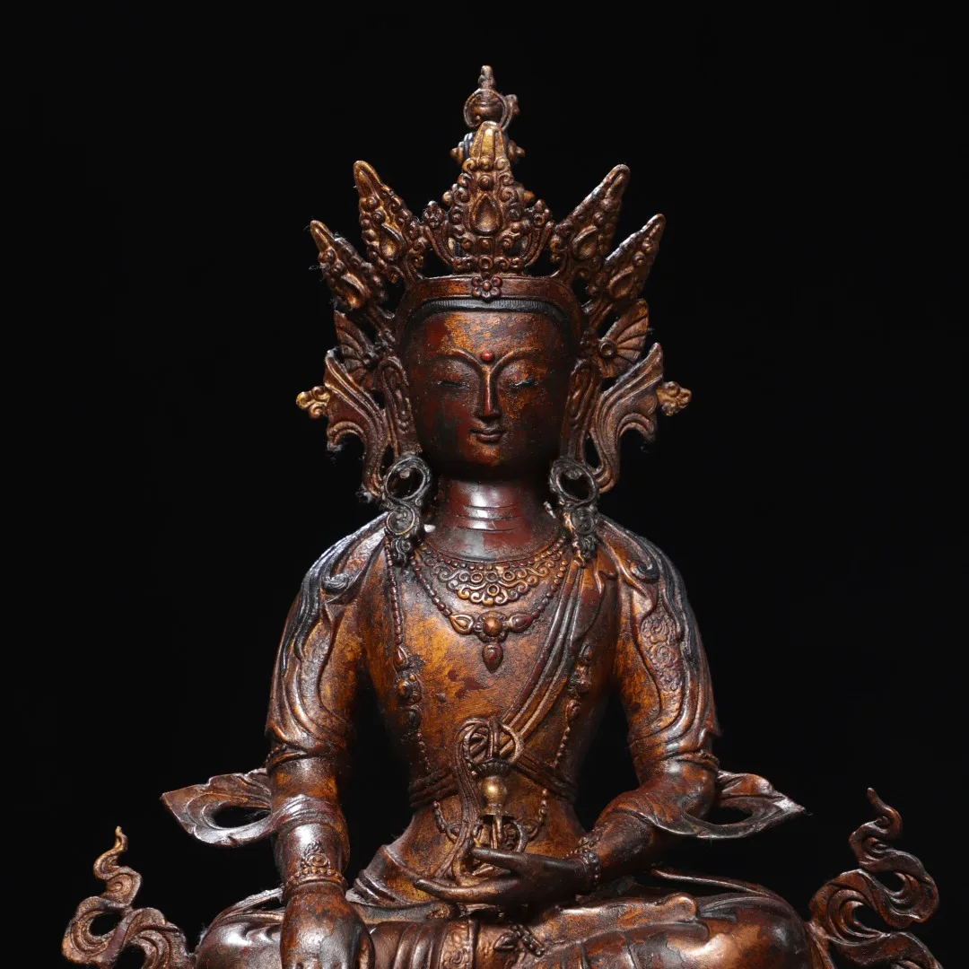 Tibetan brass, gold, antique painting, face drawing, Vajrasattva statue, home hall, offering incense cases, ornaments 47cm
