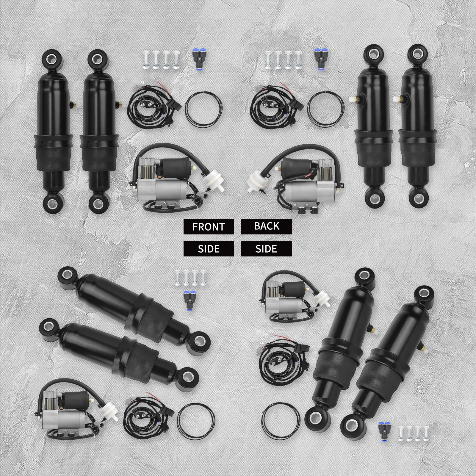 Motorcycle Shock Absorption Rear Air Suspension Kit Black For Harley Dyna 1991-2017 Touring 1990-2024 Street Electra Glide FLHR