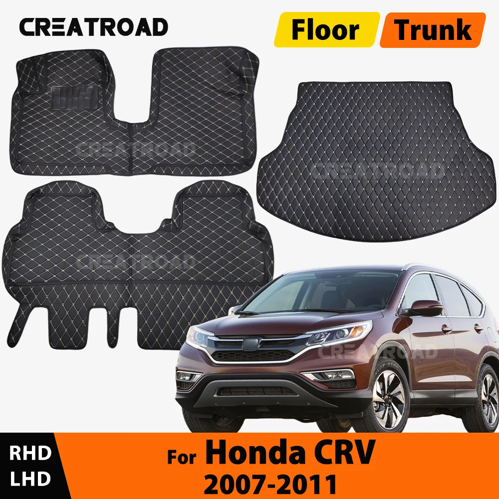 

CREATROAD For Honda CRV 2007-2011 2010 2009 2008 Car floor&trunk mats Custom automobile carpet cover interior accessories