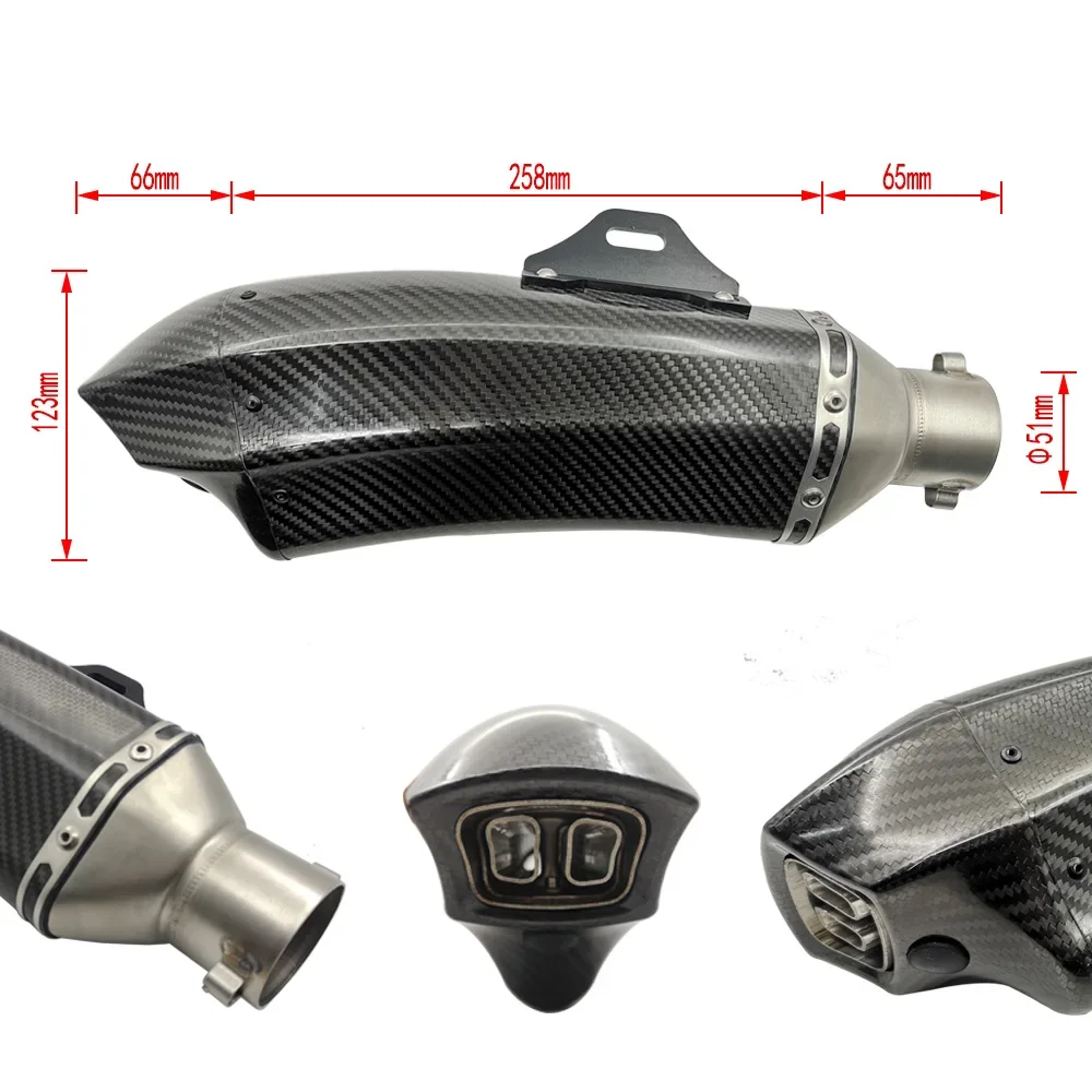 

Universal Motorcycle Carbon fiber exhaust muffler exhaust for CBR650 Z900 KTMS 390 K8 ER6N FZ1 120 MT10 R1 R6 R3