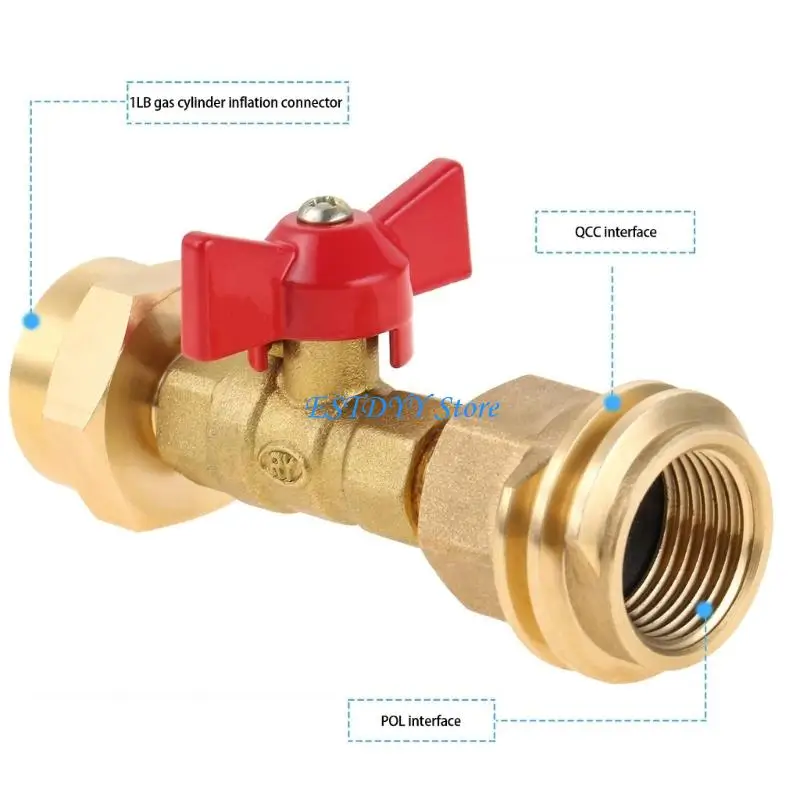 G6DE Gas Refills Adapter with Valves 20lb To 1lb Cylinders Converter Quick Gas Cylinders Valves Easy to Installation