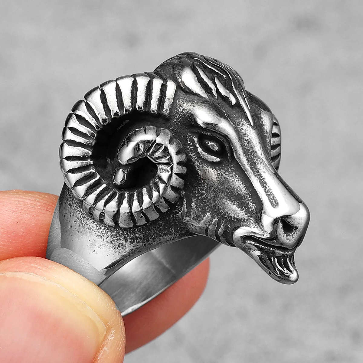 Goat Sheep Animal Men Rings Stainless Steel Women Jewelry Punk Rock Cool Stuff Fashion Accessories Halloween Gift Wholesale