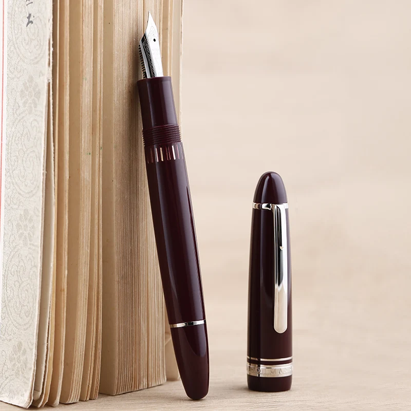 MAJOHN  P136 Metal Copper Piston Fountain Pen 20 Ink Windows EF/F/M/Flat Nib Resin Ink Writing Gift Pen Office School Supplies