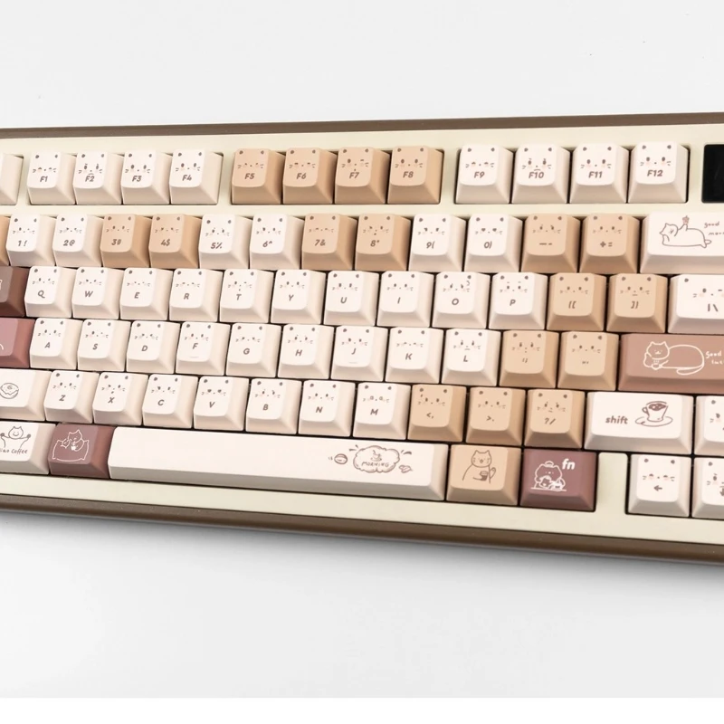 Leuke koffie kat thema Keycaps PBT + PC Keycap Cherry profiel aangepaste spel transparante KeyCap voor mechanisch toetsenbord accessoire cadeau