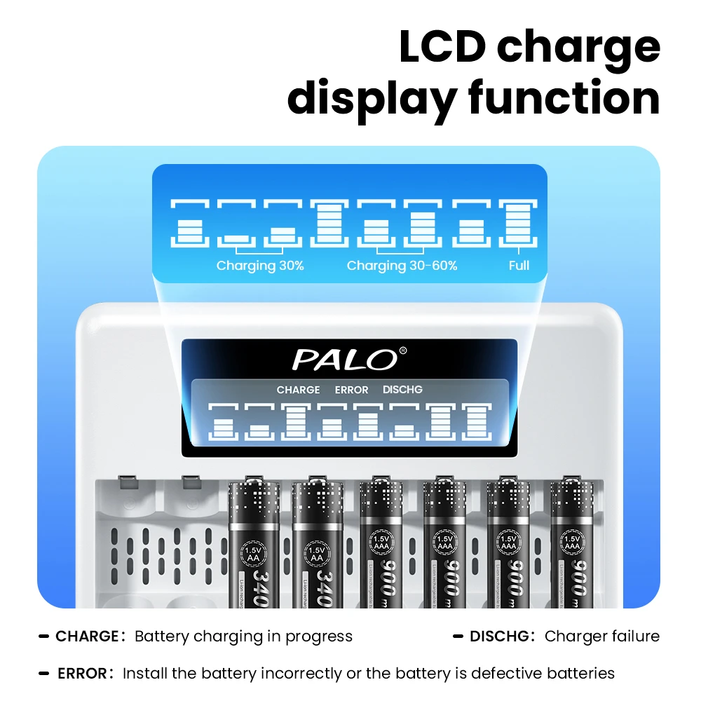 PALO 3400mWh 1.5V AA akumulator litowy wielokrotnego ładowania 1.5V AA AAA Li-ion ładowarka do zdalnego sterowania zabawka elektryczna ładowarka USB