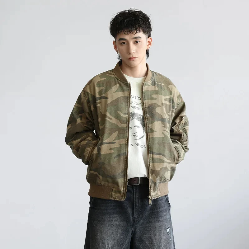

Мужская американская уличная винтажная модная камуфляжная бейсбольная куртка-бомбер, укороченная, женская куртка-карго в стиле бойфренд, больших размеров
