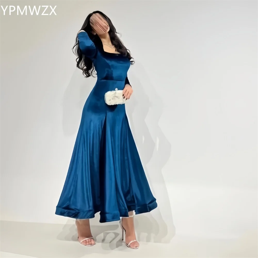 

Customized Prom Gown Evening Women YPMWZX Square Collar A-line Ankle Length Skirts Draped Bespoke Occasion Dresses Party Occasio