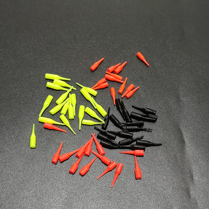 20pcs/lot Fishing Float Drift Tail Connectors 2.0mm /2.5mm / 3mm Conspicuous Rubber Beans Lightstick Float Bobber Accessory A529