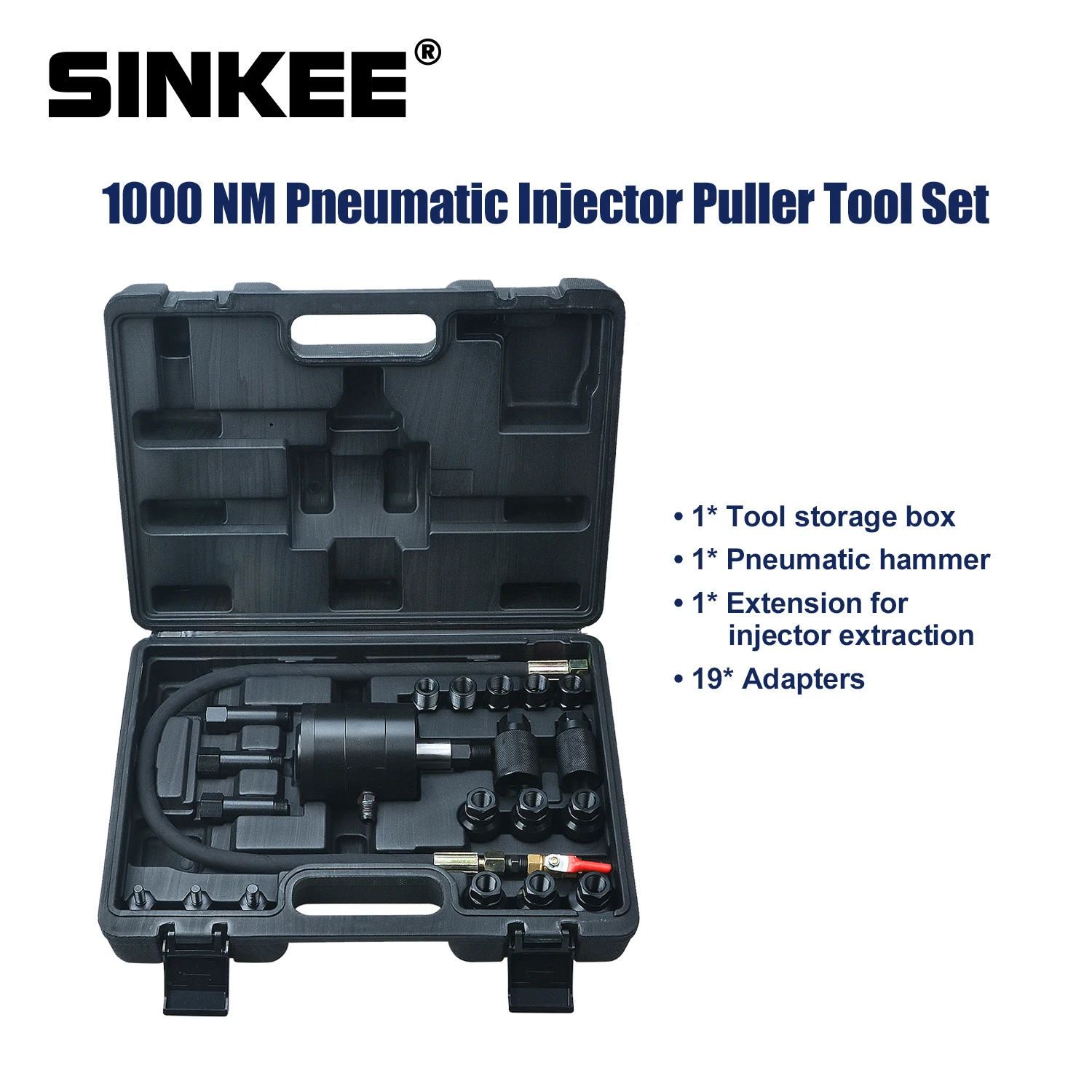 1000 NM Pneumatic Injector Puller Tool Set Professional Air Vibration Injector Removal Extractor Tool