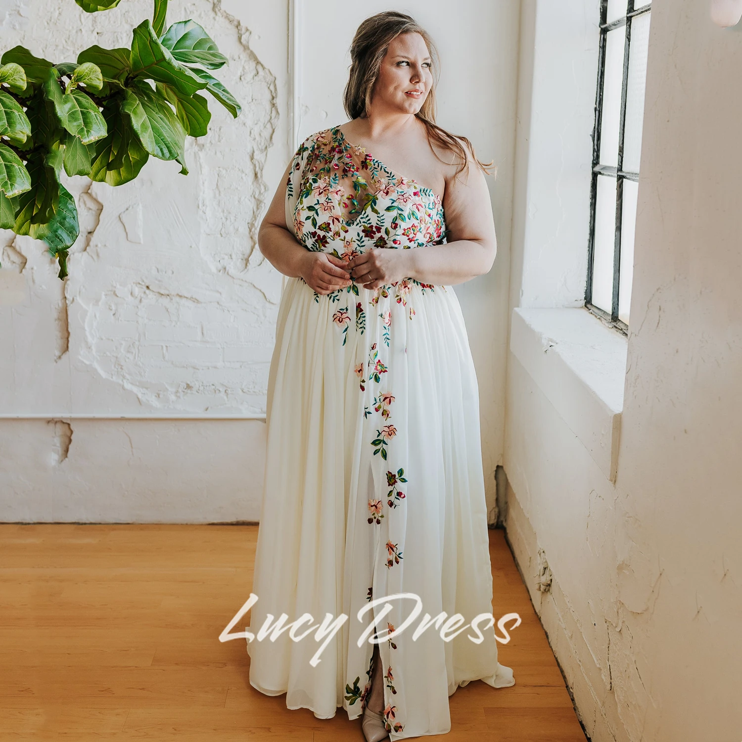 

Lucy Customized Flower Fabric Evening Dresses Wedding Dress 2025 Large Size for Special Occasions Wedding Dresses White Dresses