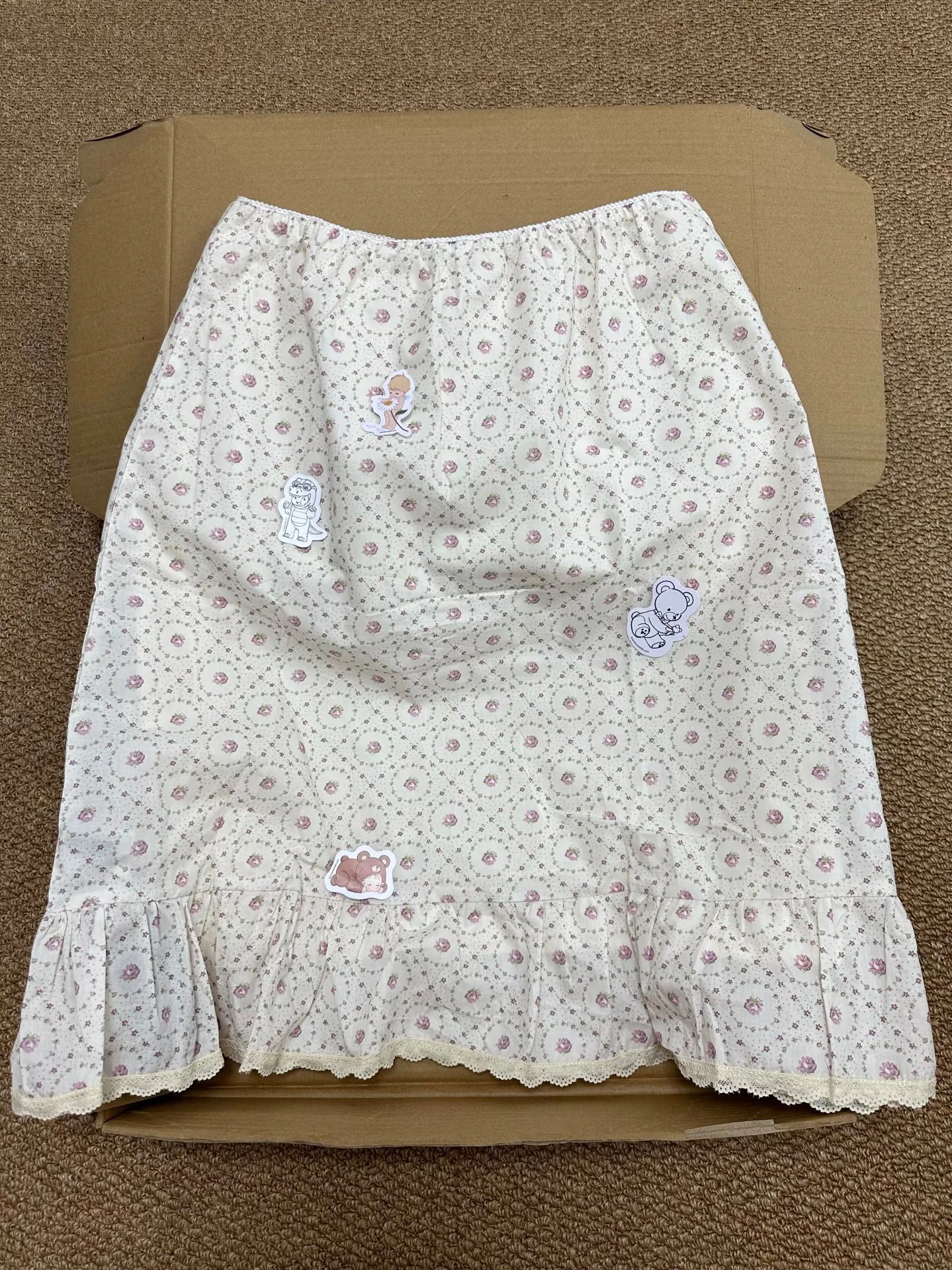 Purple Floral Midi Skirts Woman Summer Low Waist Lace Trim A-line Long Faldas Female Casual Sweet Cute Preppy Style Skirt New