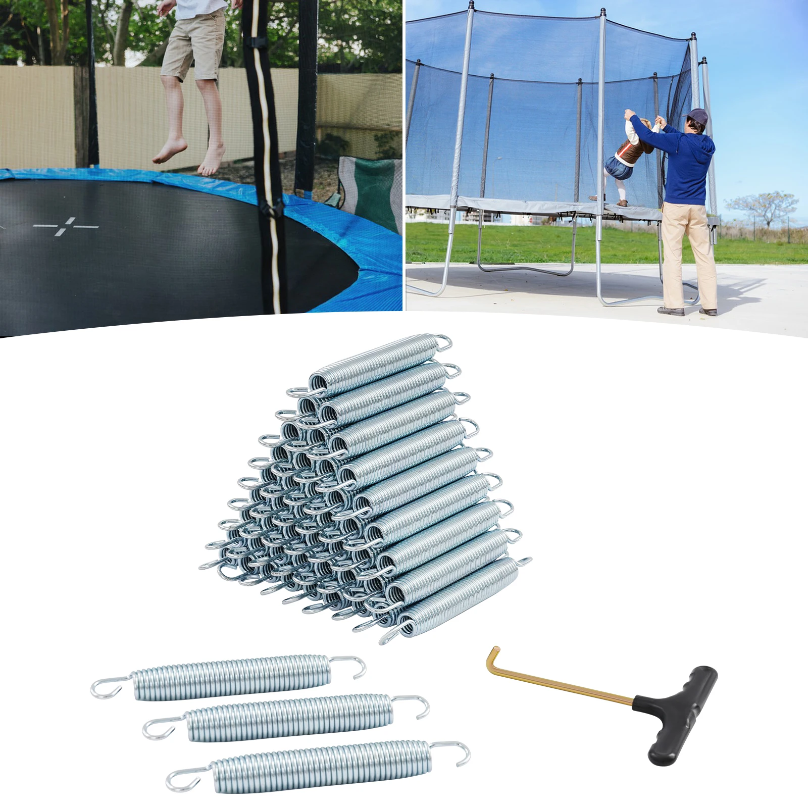 

Trampoline Spring, Silver Trampoline Springs Replacement, 48PCS Trampoline Springs with Spring Tool