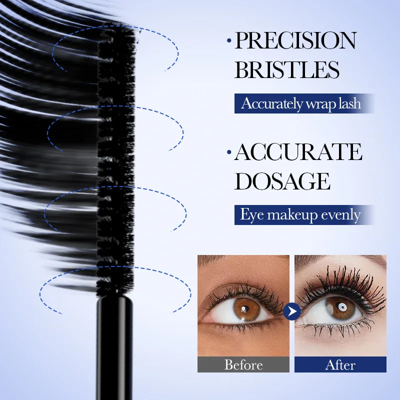 5D Waterproof Mascara Lengthening Eyelashes Women\'s Make-up Waterproof Mascara Black Silk Fibre Mascara Korean Cosmetics New