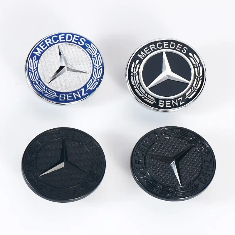 57mm ABS New Blue Black Car Front Hood Star Logo Cover Bonnet Emblem Badge For Mercedes Benz  AMG W204 W222 W212 Accessories