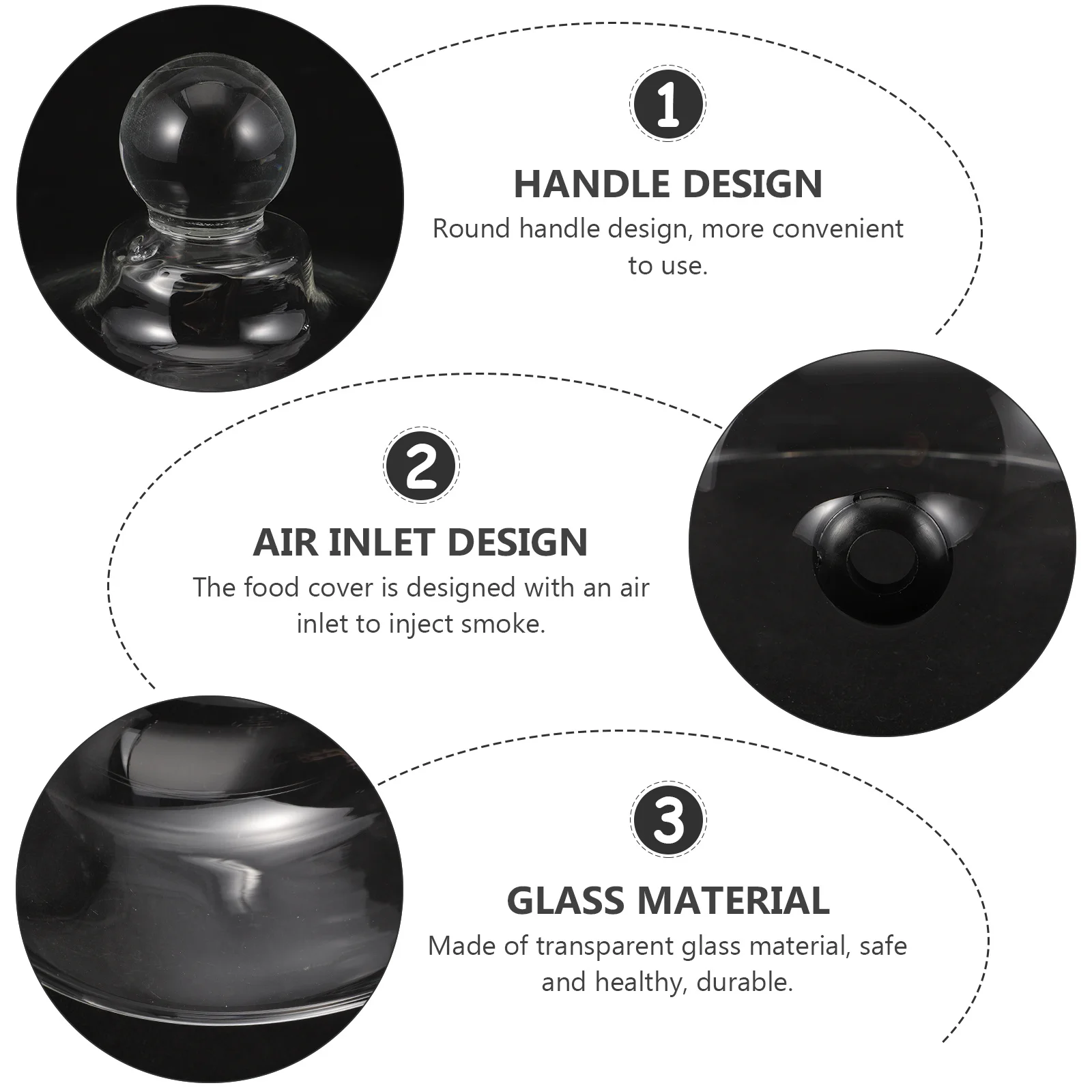 

Clear Dome Cover for Food Glass Cake Dome Display Smoker Lid Transparent Protective Cover Kitchen Storage Organizer