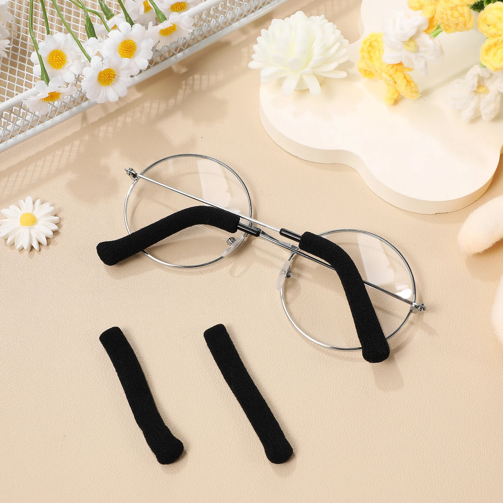 

2Pairs Glasses Temple Cushions Stretchy Knit Soft Ear Pads Nonslip Eyeglass Ear Grips Comfortable Fit Eye Glasses Leg Covers