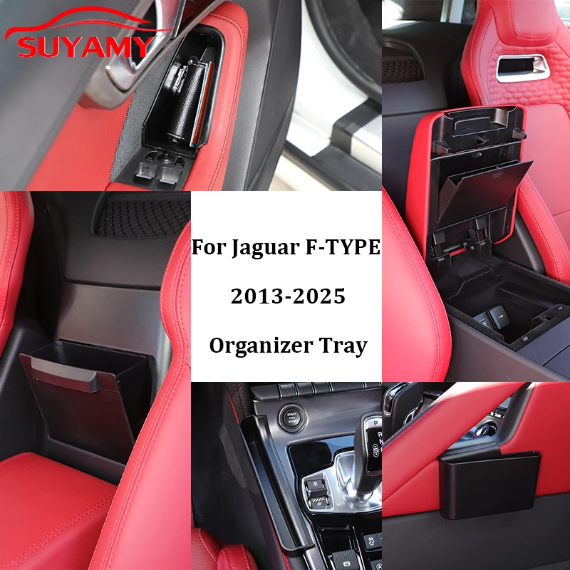 Para jaguar F-TYPE 2013-2025 abs console central caixa de armazenamento porta interna organizador bandeja braço escondido caixa de armazenamento acessórios do carro