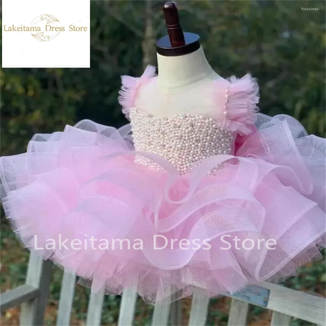 フラワーガールドレス 長袖 ホワイト アイボリー ハイネック 結婚式のゲスト用 子供 ブライドメイドドレス レース サテン 初聖体