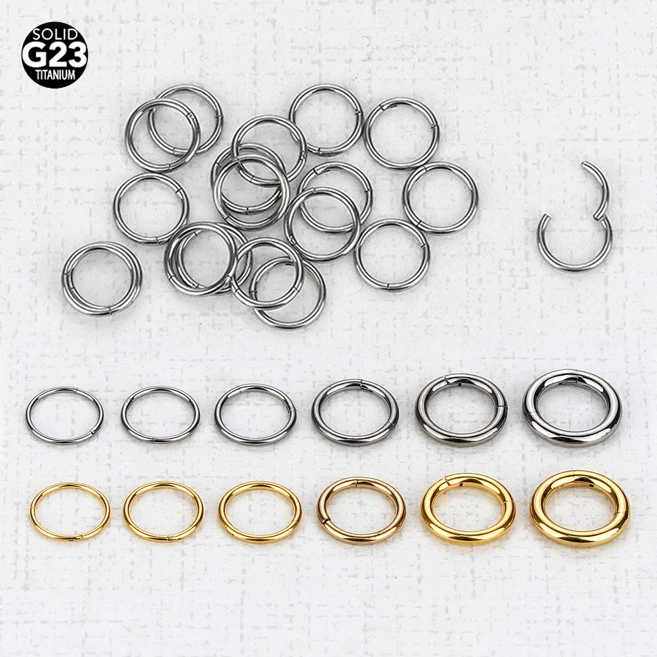 Anillos de aro para nariz con bisagras de titanio G23, anillos para tabique nasal, aro para oreja Daith, pendiente de aro, Piercing de hélice, joyería para el cuerpo, 1 ud.
