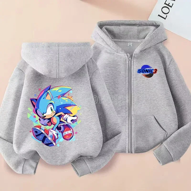 Soniced Zipper Hoodies Coats Girl Boy Sweatshirt Clothes Autumn Winter Long Sleeve Harajuku Pullovers Casual Hooded Tops Gift